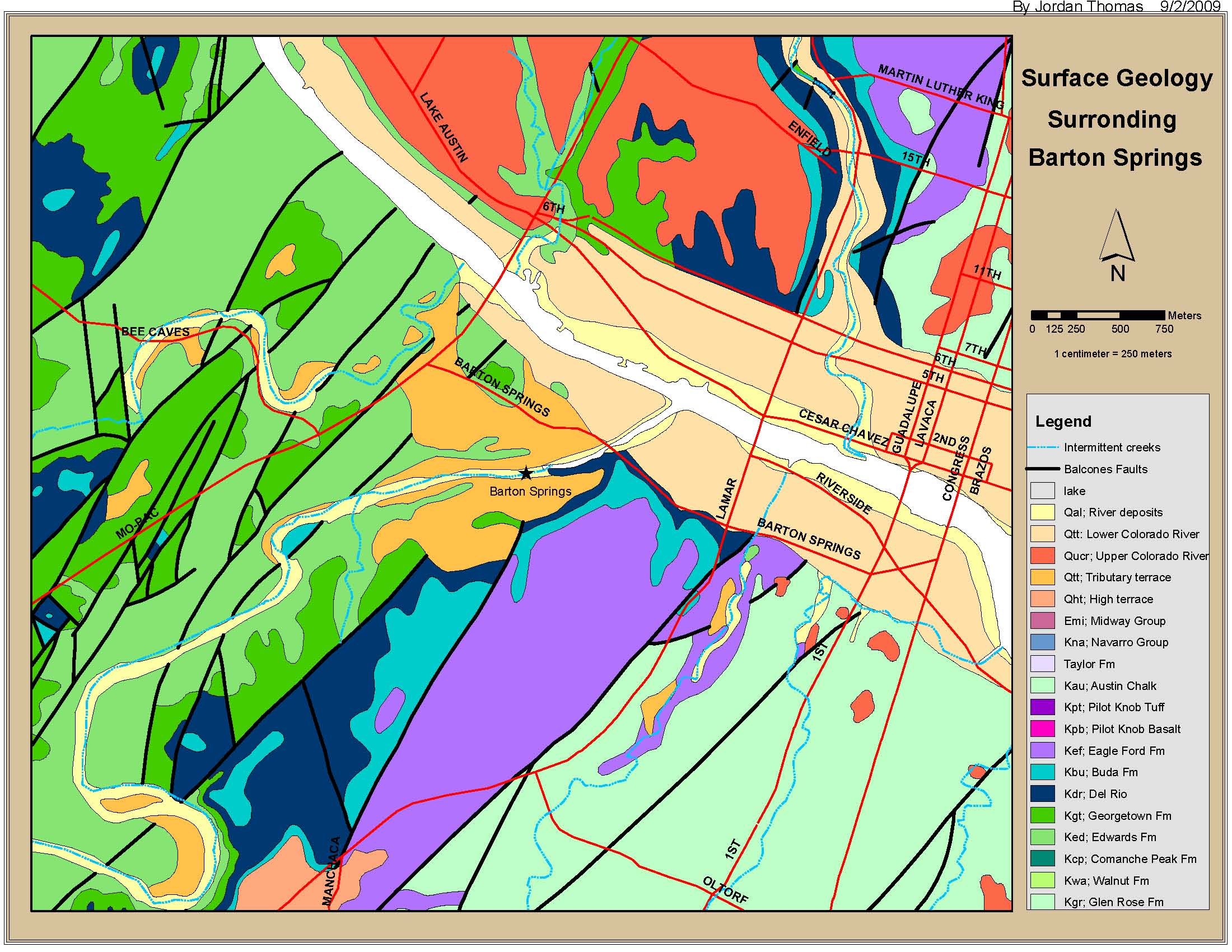 Surface geology Surronding Barton Creek